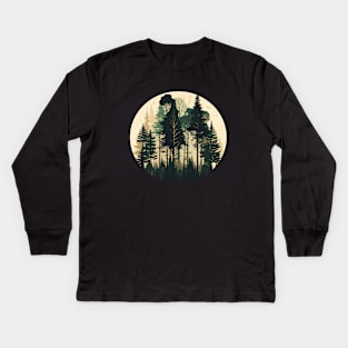 Forest Minimal Design, Adventure and Hiking Kids Long Sleeve T-Shirt